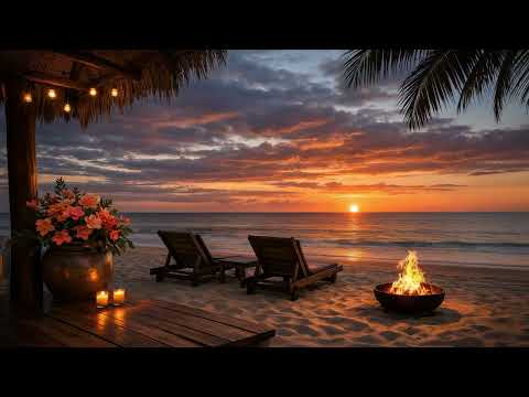 Catch the Sunset at Summer Beach 🌅 Waves and Firepit for Deep Sleep, Relaxation 🔥🌊