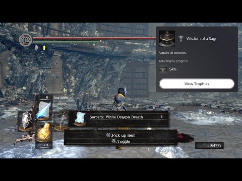 Dark Souls - Sorcery White Dragon Breath , Tin Crytallization Ctlyst , Large Magic Ember Location