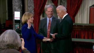 Senator Maggie Hassan Reenacts Swearing-In With Vice President Joe Biden