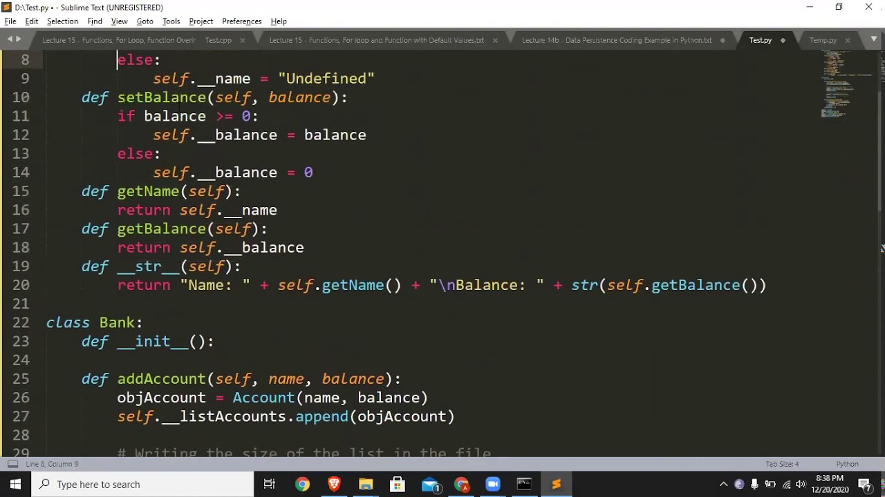 Lecture 14b - Data Persistence Coding Example in Python