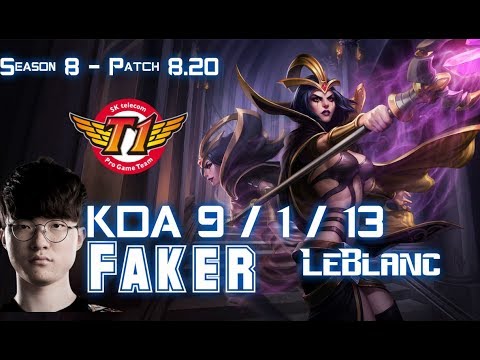 SKT T1 Faker LEBLANC vs LISSANDRA Mid - Patch 8.20 KR Ranked