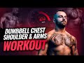 20 Min DUMBBELL CHEST, ARMS & SHOULDER WORKOUT at Home (Muscle Building)