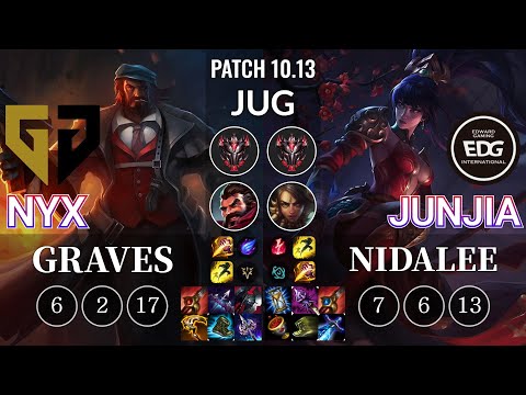 GEN Nyx Graves vs EDG JunJia Nidalee Jungle - KR Patch 10.13