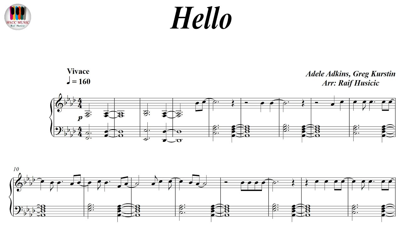 Hello - Adele, Piano Sheet Music