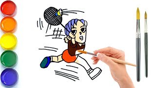 Play a ball game！！Drawing play a ball game and colouring,Exercise with your little partner for Kids☆