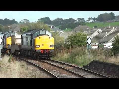 DRS 37605 37602 6C51 Sellafield Heysham at Bare Lane 17th October 2013 Thrash & Clag