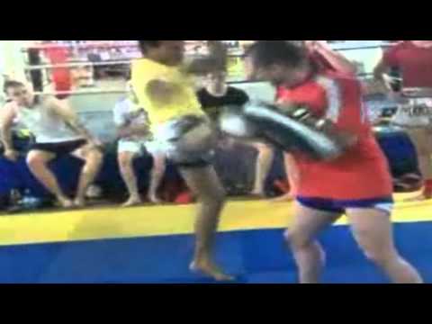 SON ON THE PADS IN DUBLIN THAIBOXING  GYM