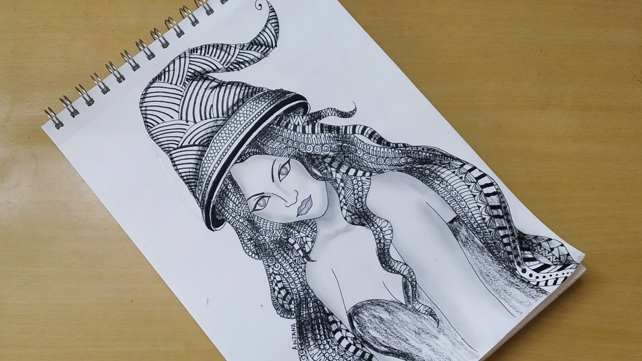 How to draw Mandala art of a witch girl | Halloween drawing | Zentangle art | Doodle art | Easy draw