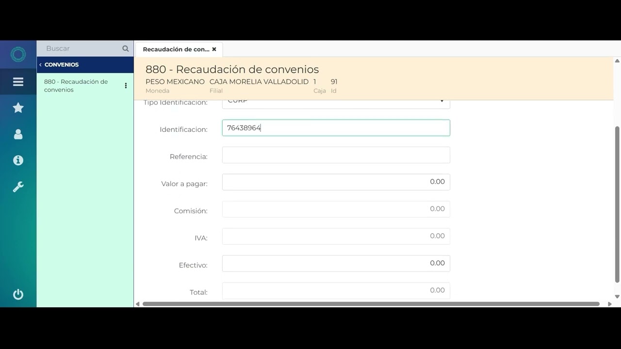 Cómo realizar un pago a un convenio en el sistema