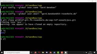 Erster Zugriff auf das git Repository, Clonen, erster Commit und Push