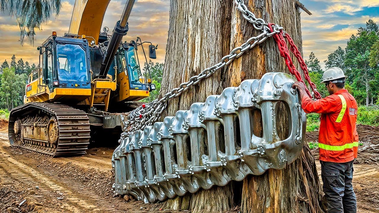 Extreme Dangerous Fastest Big Chainsaw Cutting Tree Machines | Monster Stump Removal Excavator #73