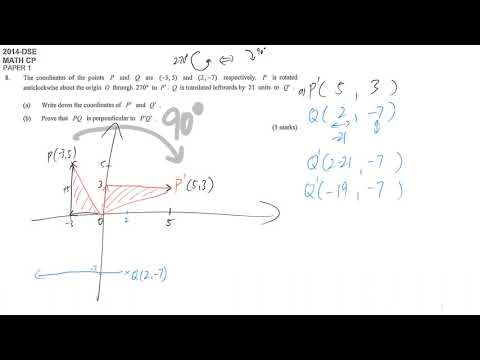 HKDSE 2014 Math paper 1 - #8 Coordinate geometry rotation translation perpendicular