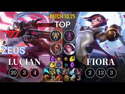 T1 Zeus Lucian vs Fiora Top - KR Patch 10.25