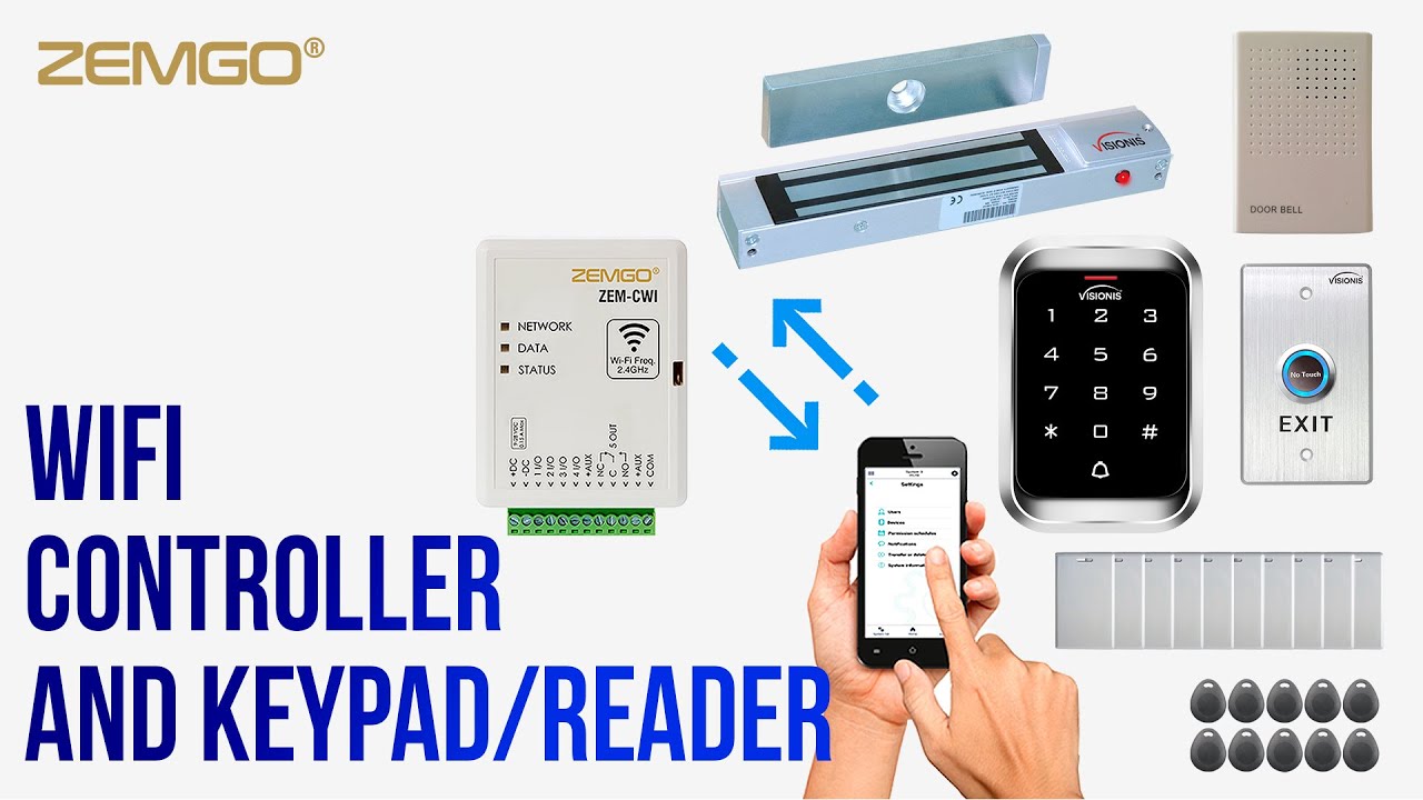 WIFI Controller for Access Control with Door Maglock, Exit Button and a Wiegand Keypad/Reader Kit