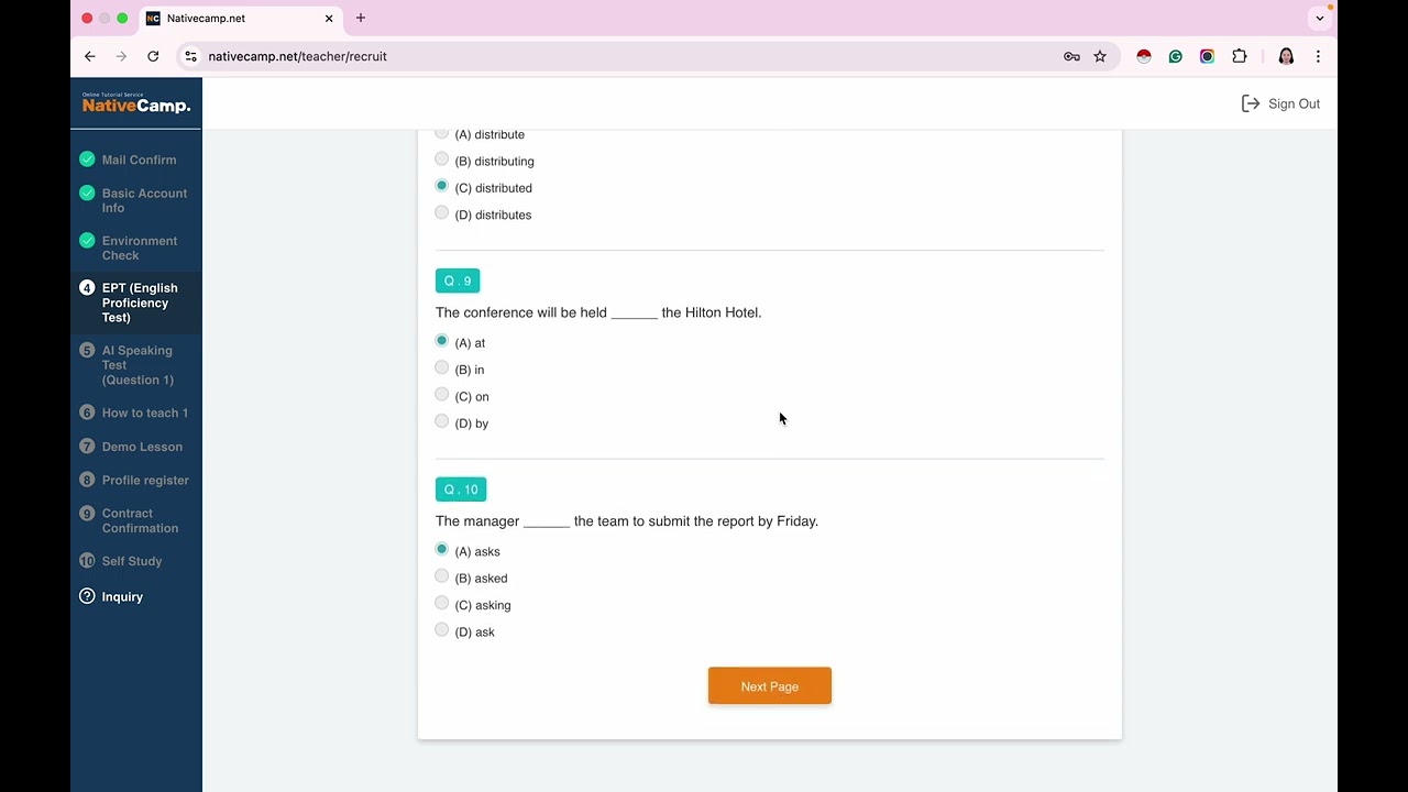Native Camp English Proficiency Test (Dec. 4, 2025)