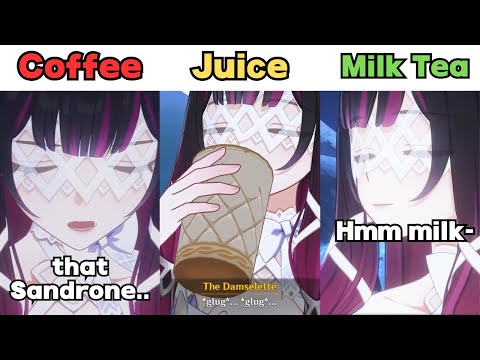 Columbina's reaction to Coffee vs Milk Tea vs Fruit Juice