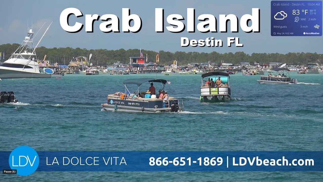 Live webcam view of Crab Island Sandbar Boating Scene