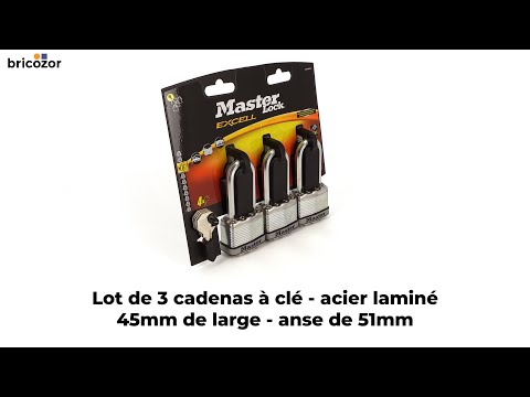 Lot de 3 cadenas à clé - acier laminé - 45 mm de large - anse de 51 mm MASTER LOCK