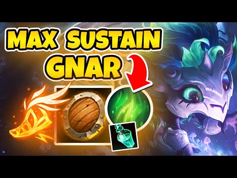 MAX SUSTAIN GNAR IS SO OP!!! THE BEST WAY TO SURVIVE LANE AS GNAR!!! Season 13 Gnar Lol Gameplay