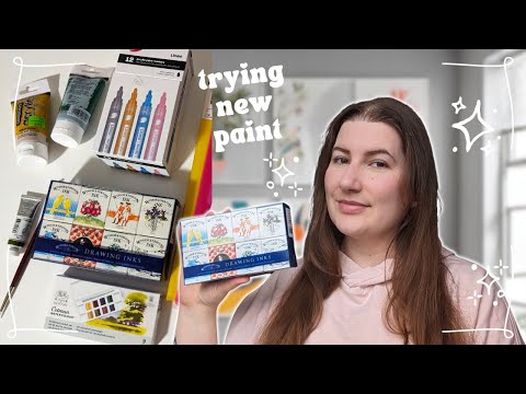 Art supplies haul + swatches! Testing new drawing inks, paint markers, and watercolors 🎨