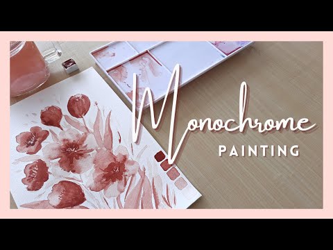 45. Monochrome Painting 🎨  | Painting loose flowers using only 1 colour and 1 brush