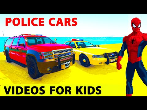 Police Car for Kids and Spiderman Cartoon 3D w Motorbike Nursery Rhymes Songs for Children Video