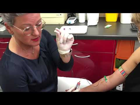 Blood sample taken for the medical examination in the doctor's office laboratory.