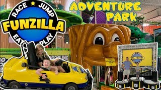 FUNZILLA!  Adventure Park ! Trampolines, Arcade, Go Karts,  and Indoor Adventure! (Family Fun Vlog)