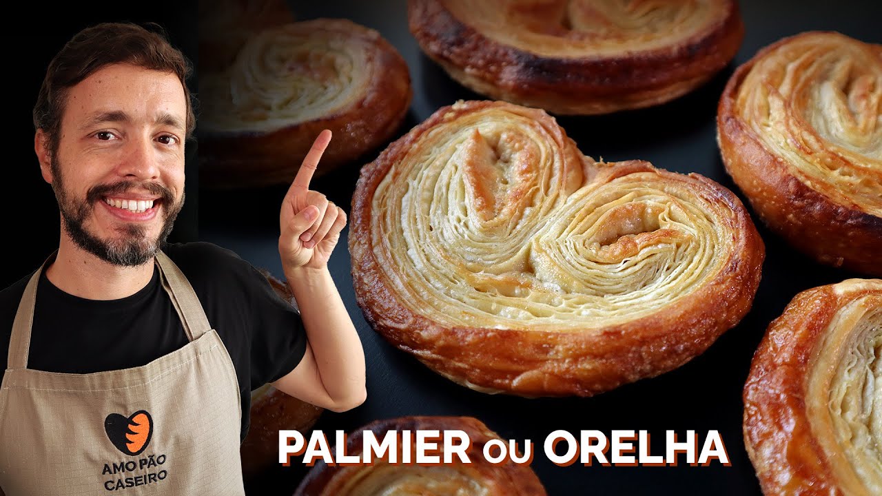 PALMIER ou ORELHA - Massa folhada do zero que não precisa sovar