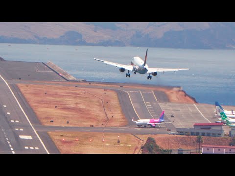 8 Flugzeuge ATR B737 MAX CRJ1000 A321 Landung am Flughafen Madeira