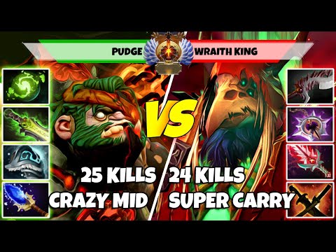 PUDGE (Mid) vs WRAITH KING (Carry) - Epic Battle Of Immortal Rank Dota 2 Players - Z Dota 2
