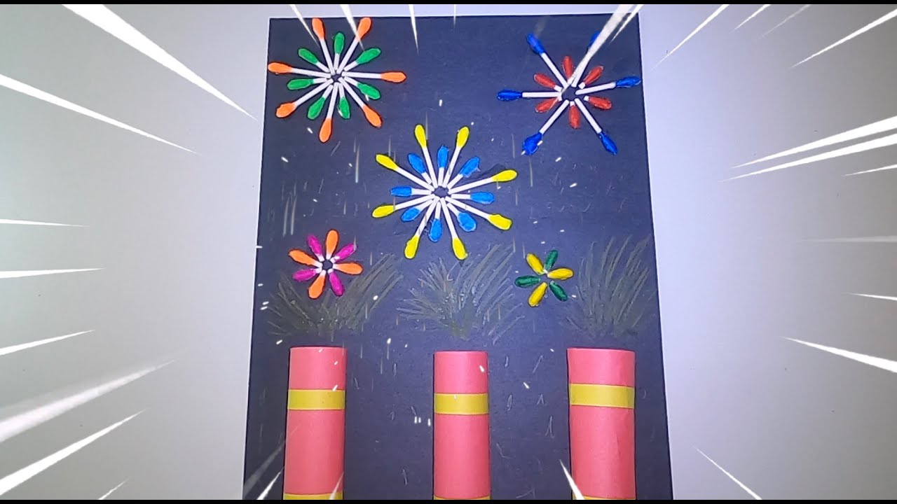 Fireworks craft ideas/Q tips cotton buds/firework craft/cotton swab craft/新年煙火/煙花手工｜Wow Paper Crafts