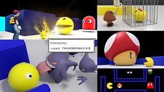 Pacman with Pokemon and Mario Bros' Friends