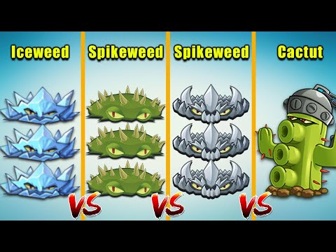 PVZ 2 - SPIKEWEED vs SPIKEROCK vs ICEWEED vs CACTUS - Plant Vs Plant!