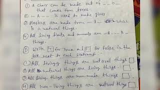 Class : II Science Holiday homework