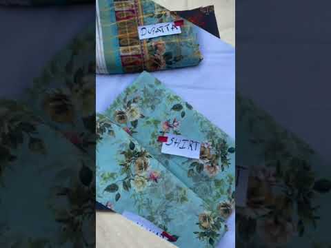 All over same print/3 piece printed swiss lawn suit with  zari check voile dopatta 03190799894