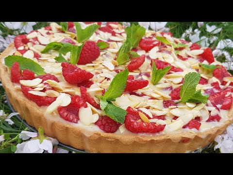 Тарт с бял шоколад,малини и бадеми/White Chocolate Tart with Almonds and Rasberry