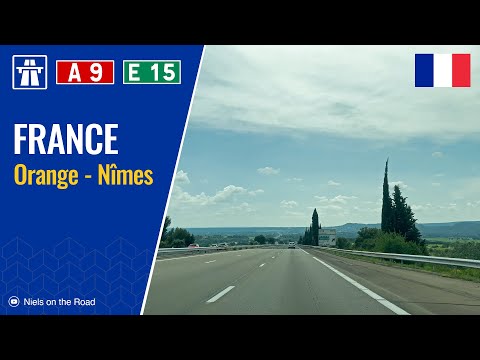 Driving in France: Autoroute A9 E15 from Orange to Nîmes