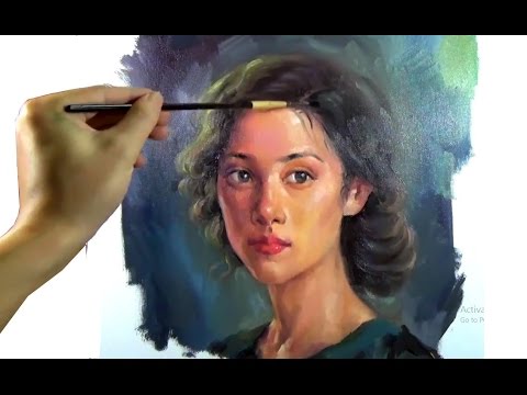 Art Oil painting girl portrait on canvas