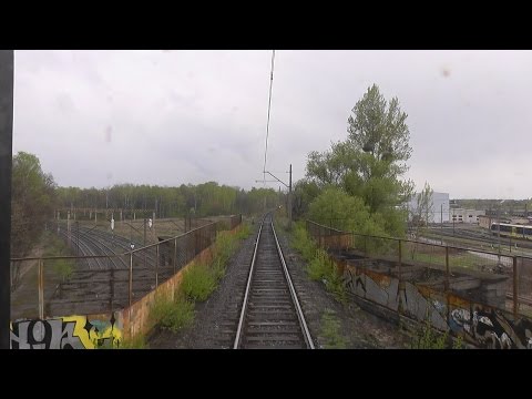 Odcinek Rybnik - Kuźnia Raciborska - Kędzierzyn-Koźle z tyłu pociągu TLK Beskidy