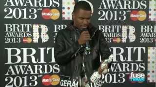 After winning International Male Solo Artist at the 2013 BRIT Awards, Frank Ocean spoke about how it felt to win, holding onto his skydiving analogy. Ocean tells the reporter that winning "feels like skydiving" and the moment just before his name was announced felt like being "at the door when you're about to jump" and it being a "glorious" fall. 




In true songwriter fashion,  Frank paints an image of expression with his carefully thought-out responses while still keeping the interview lighthearted and fun.

