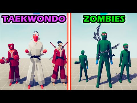 TAEKWONDO TEAM vs ZOMBIES TEAM - Totally Accurate Battle Simulator | TABS