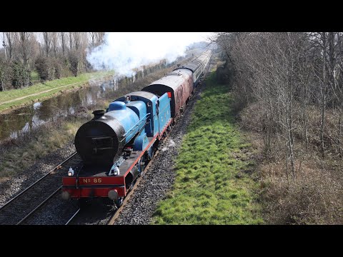 RPSI (Former GNRI) Steam Loco Number 85 Merlin + Cravens passing Leixlip Confey, County Kildare