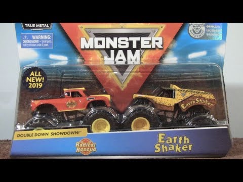 Spin Master Monster Jam DoubleDown ShowDown 2-Pack RADICAL RESCUE & EARTH SHAKER 2019