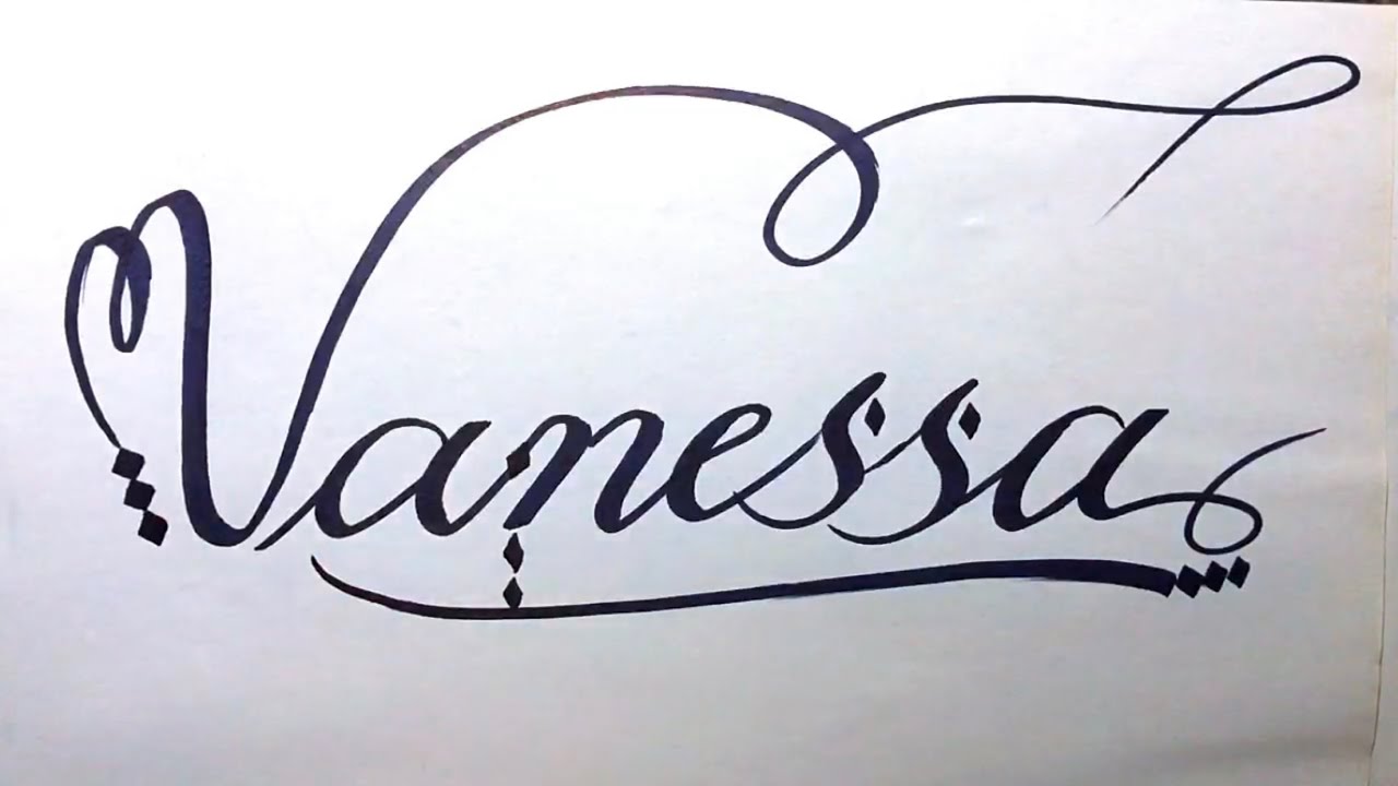 Vanessa Name Signature Calligraphy Status | How to Cursive write with cut Marker #vanessa @Vanessa