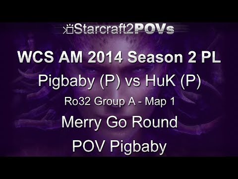 SC2 HotS - WCS AM 2014 S2 PL - Pigbaby vs HuK - Ro32 Group A - Map 1 - Merry Go Round - Pigbaby