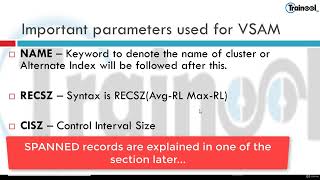 005 Important Parameters used while creating a VSAM file