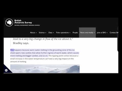 Tipping point found under Antarctic sea ice,  grounding zone - green information