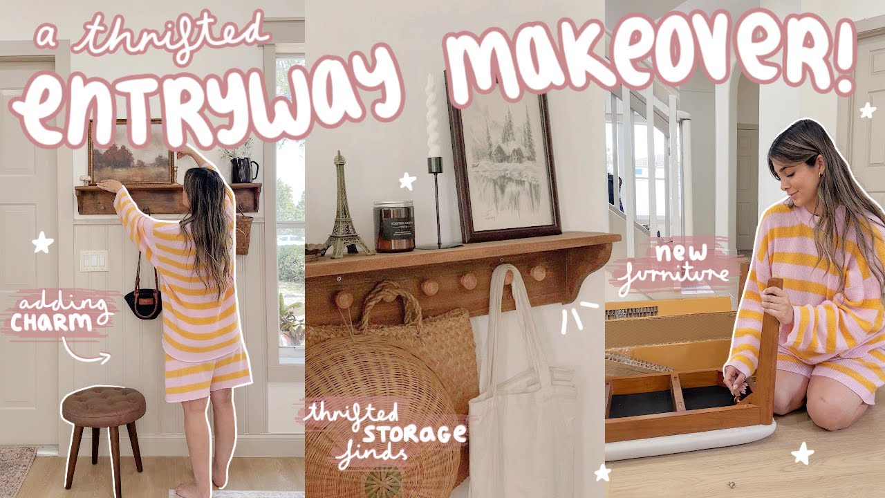 a fully THRIFTED ENTRYWAY MAKEOVER! get aesthetically organized with me ✨ 