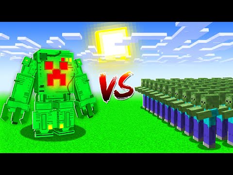 CREEPER ROBOT vs 1,000 ZOMBIES BATTLE! - YouTube
